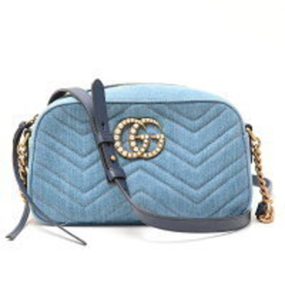 Gucci GG Marmont Chain Shoulder Bag Denim Blue